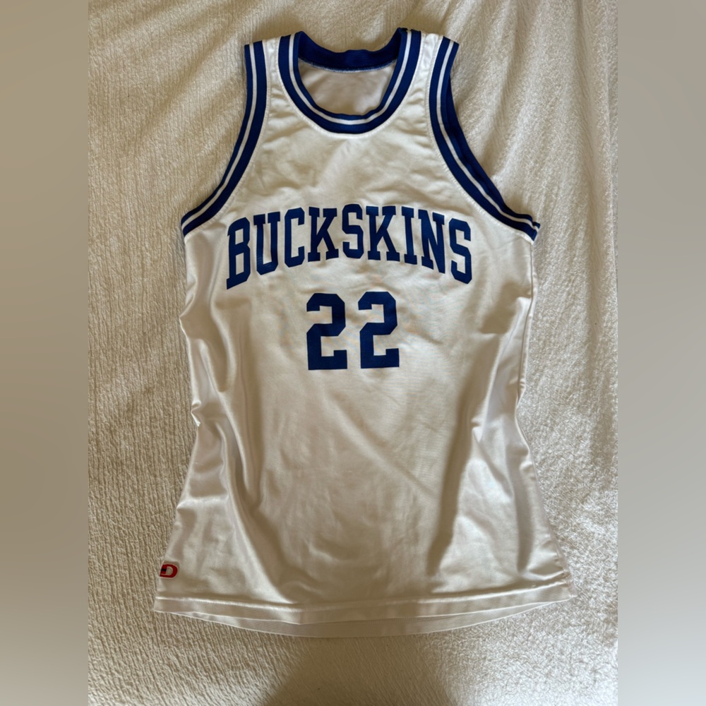 Champion White Jersey with Blue Buckskins Design